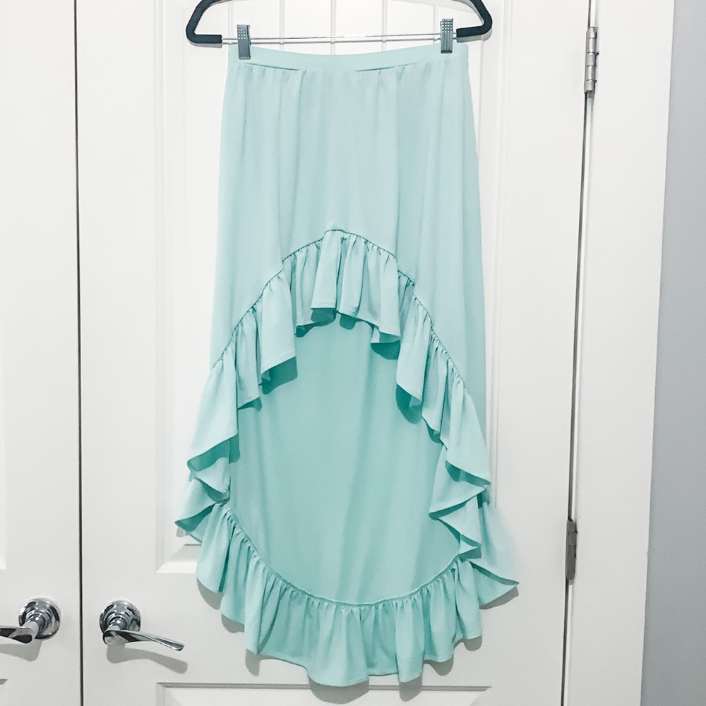 Express Mint Green High Low Ruffle Hem Skirt Women's small